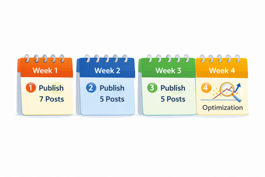 30 day blog content publishing plan for AdSense traffic