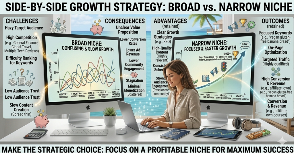 Successful blogger working online with growing income and financial freedom lifestyle in 2026