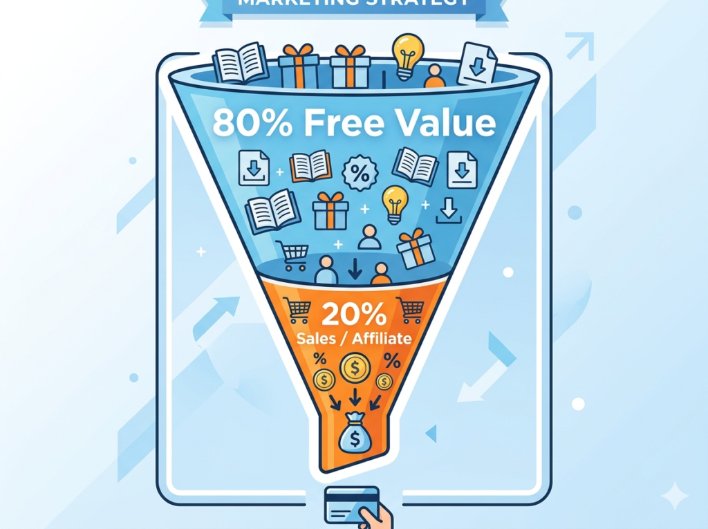 blog monetization funnel 80 20 rule value vs sales strategy 2026