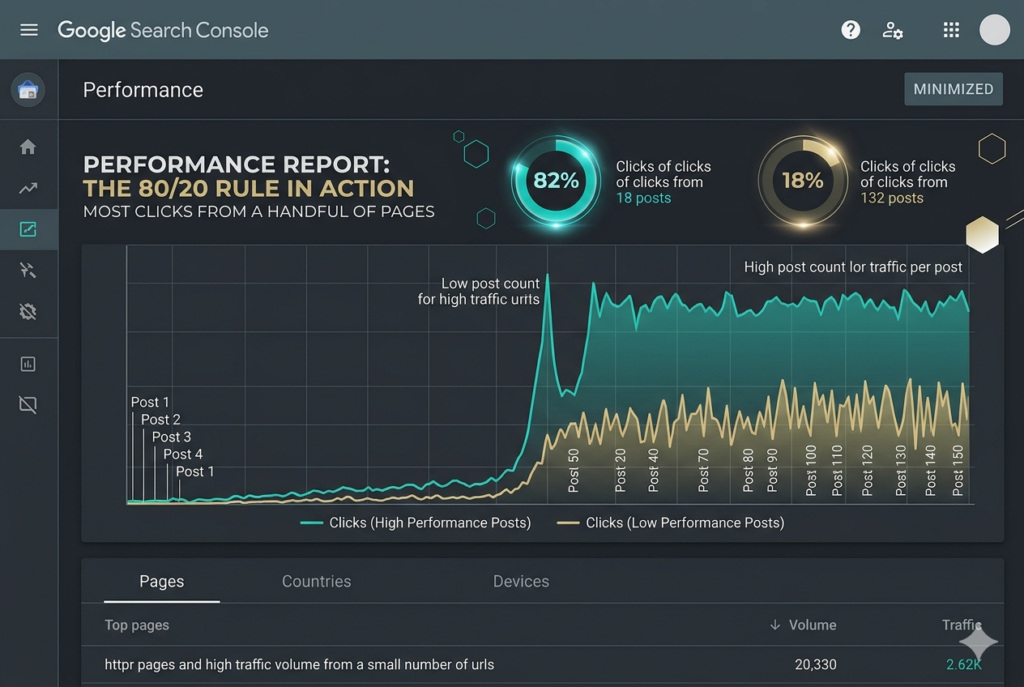 blog traffic distribution 80 20 rule example google search console