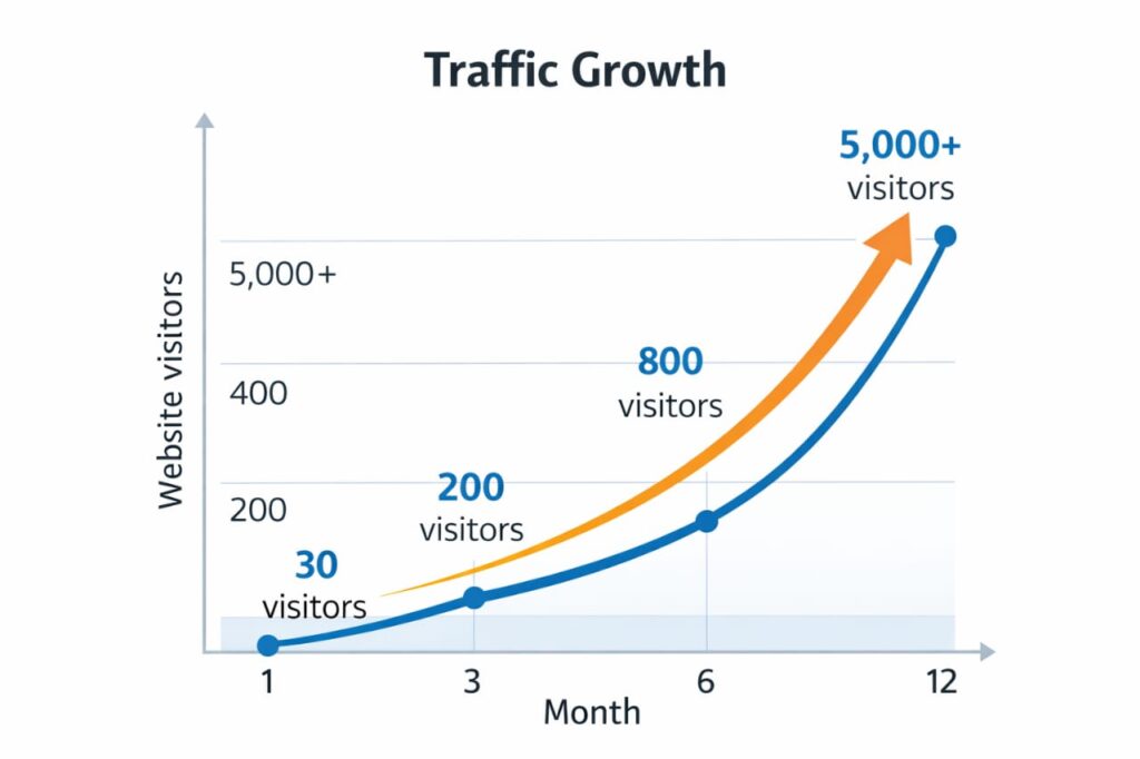 how long does it take to make money blogging traffic growth chart