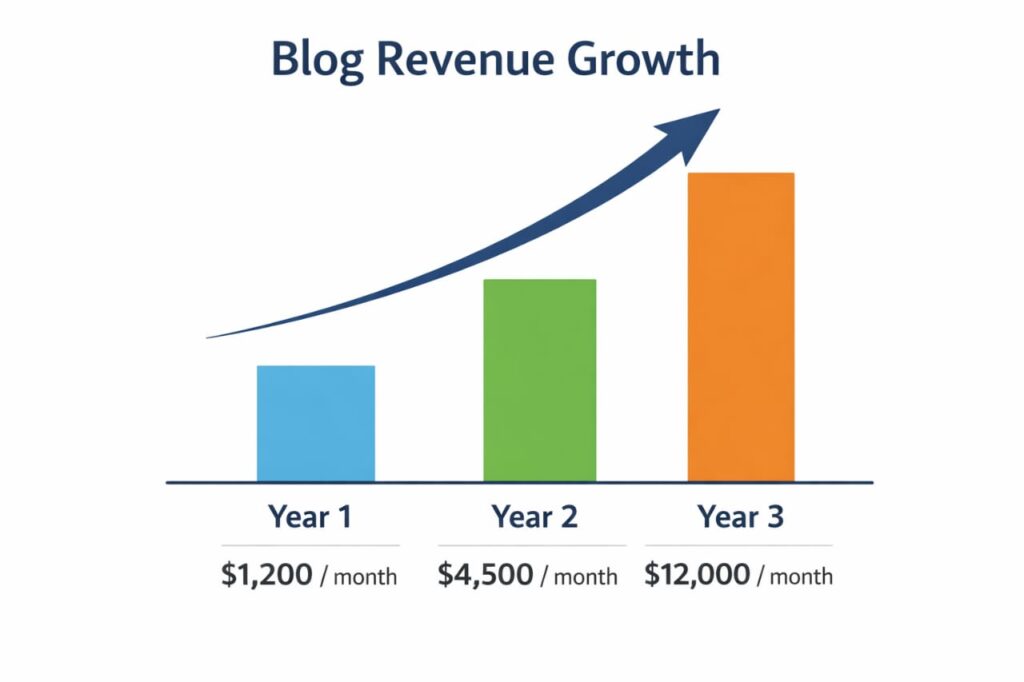 how long does it take to make money blogging income growth example