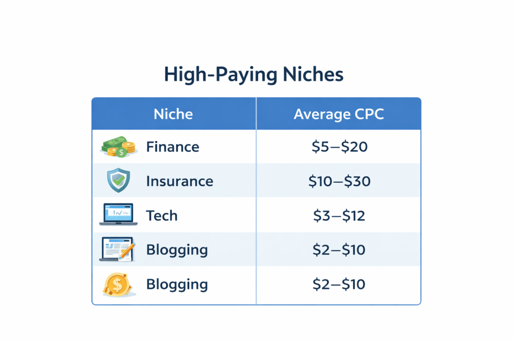 High CPC blogging niches that earn more with Google AdSense