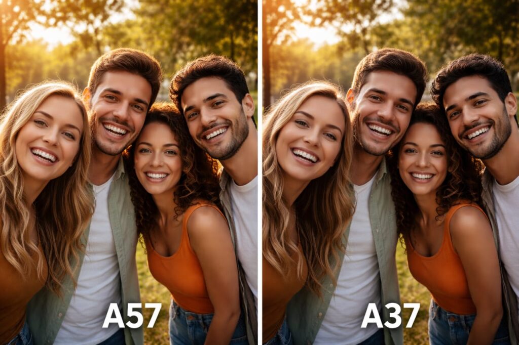 Samsung Galaxy A57 vs A37 camera comparison photo quality ultra wide test