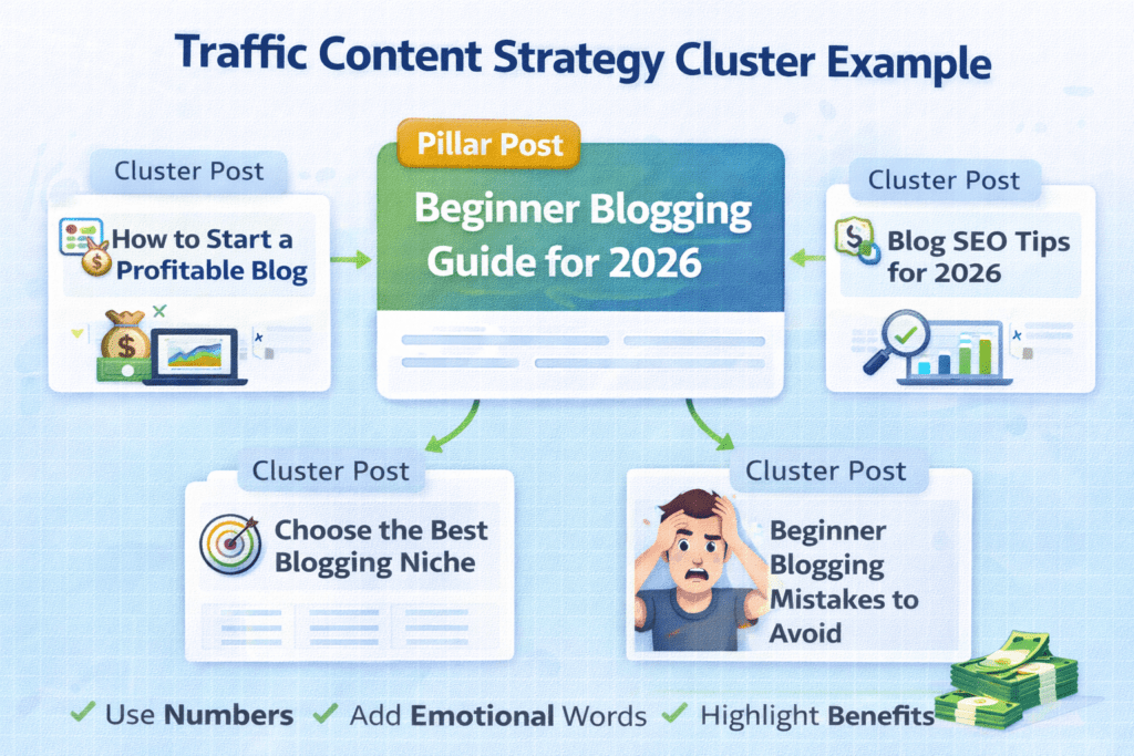 beginner blogging mistakes that kill traffic content strategy cluster example