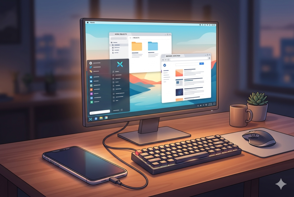 Android 16 hidden features desktop mode phone connected to monitor