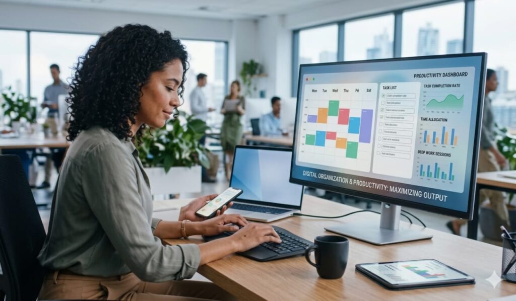 Best apps for productivity and daily tasks in 2026 on a modern workspace desk