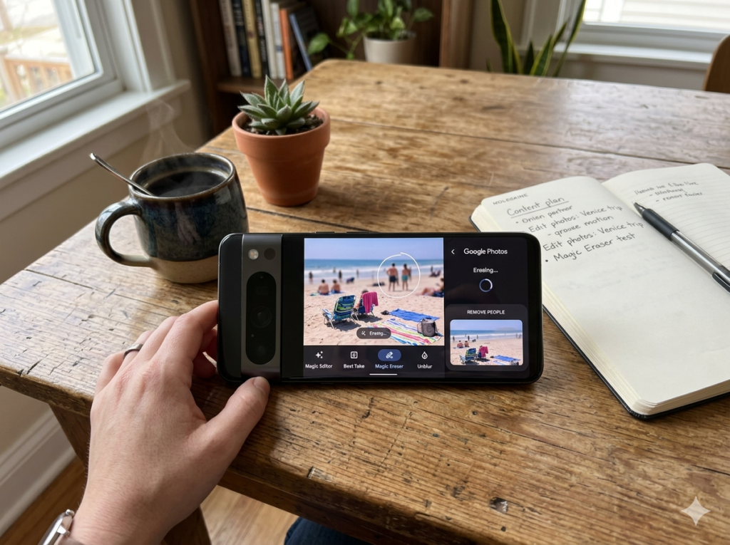 Google Pixel 10 Pro capturing high-quality images for blogging.