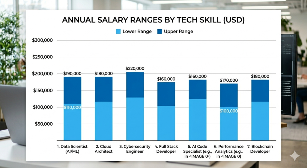 Highest paying high demand tech skills in 2026 salary comparison