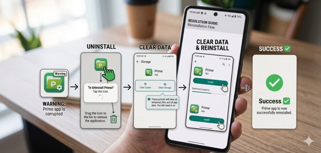 Steps to uninstall and reinstall app to fix app not installed issue on Android