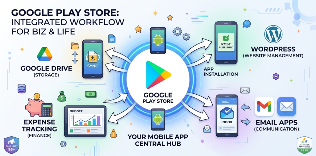 Use Play Store Like a Pro – Integrate Play Store apps with Google Drive, WordPress, and mobile productivity tools
