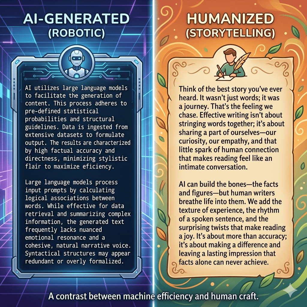best AI tools for content creation humanized vs AI content example