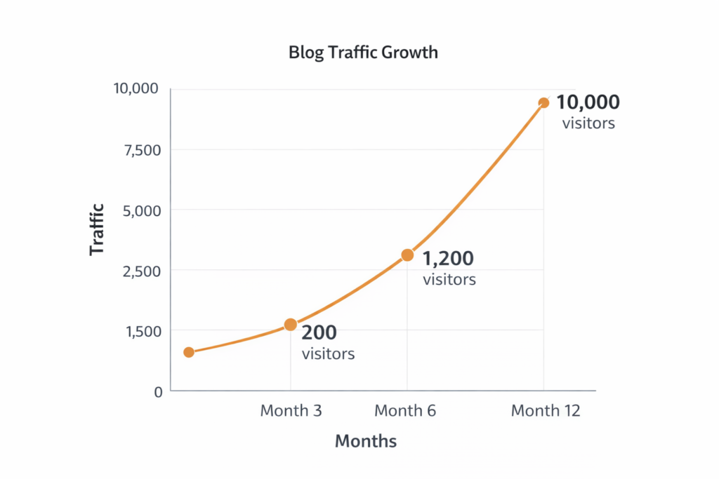 growth chart showing blog traffic increase