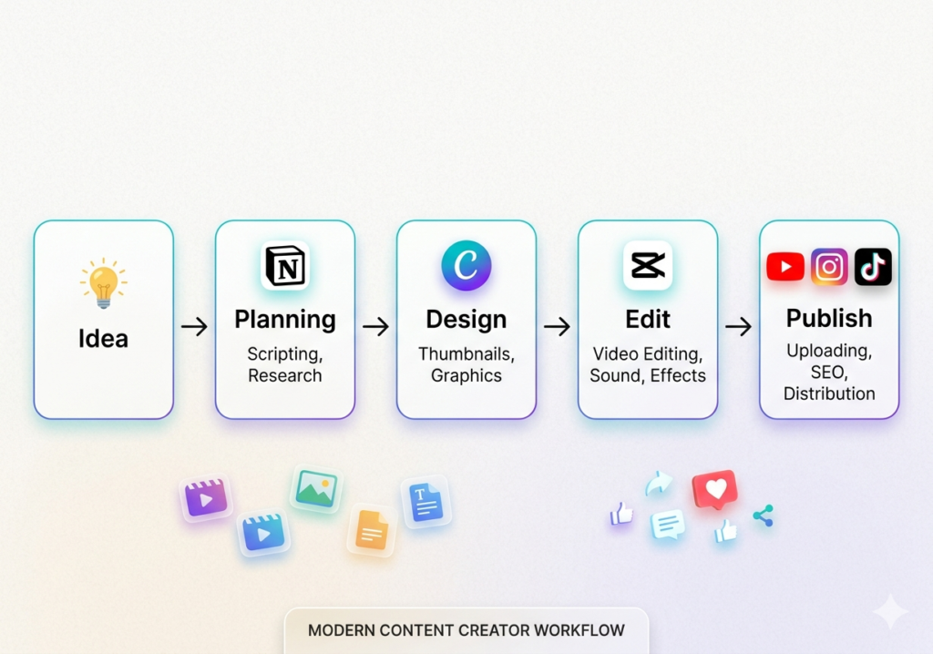 content creation workflow 2026 using best apps for content creation