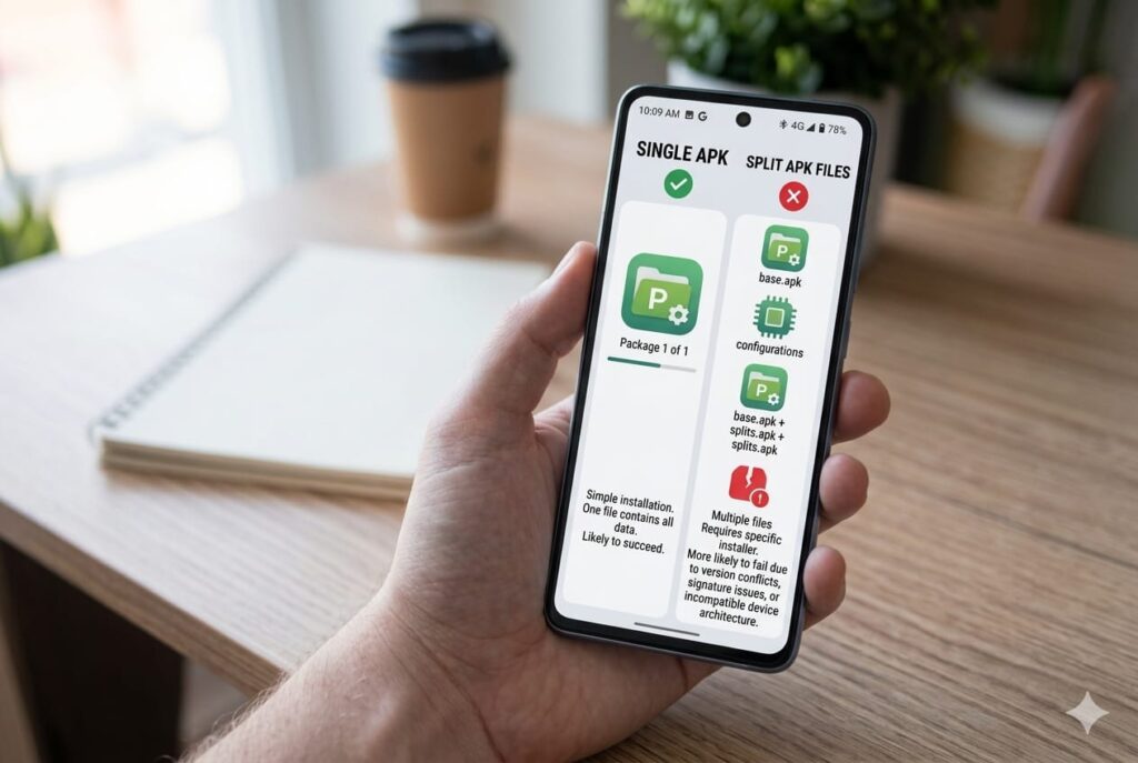 difference between split APK and single APK causing installation errors on Android