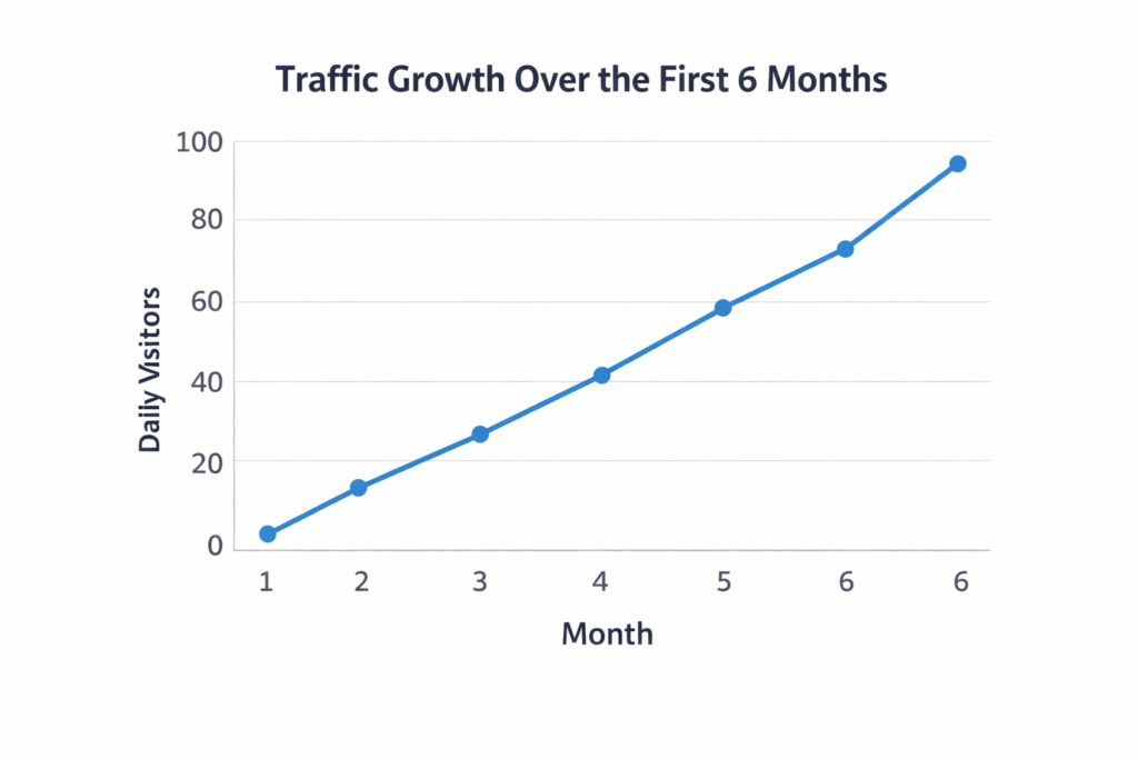 blog traffic growth during the first six months.