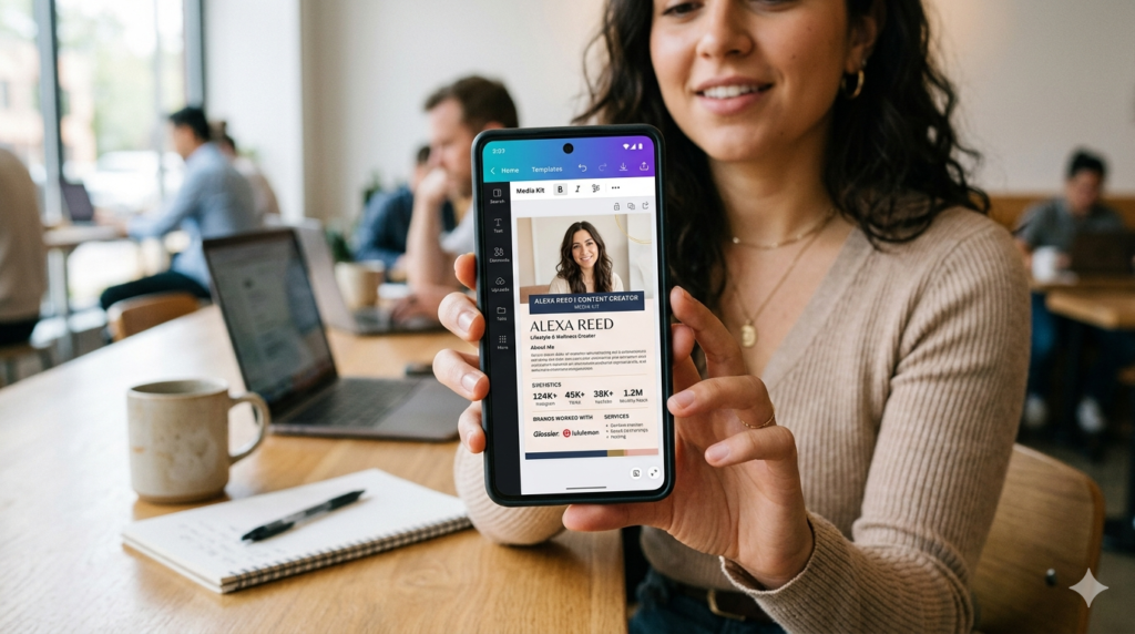 how to create a media kit on your phone using Canva template in 2026