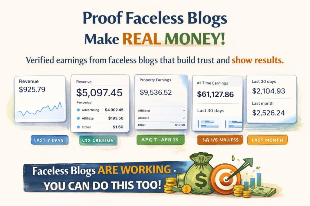 how to start a faceless blog in 2026 revenue example