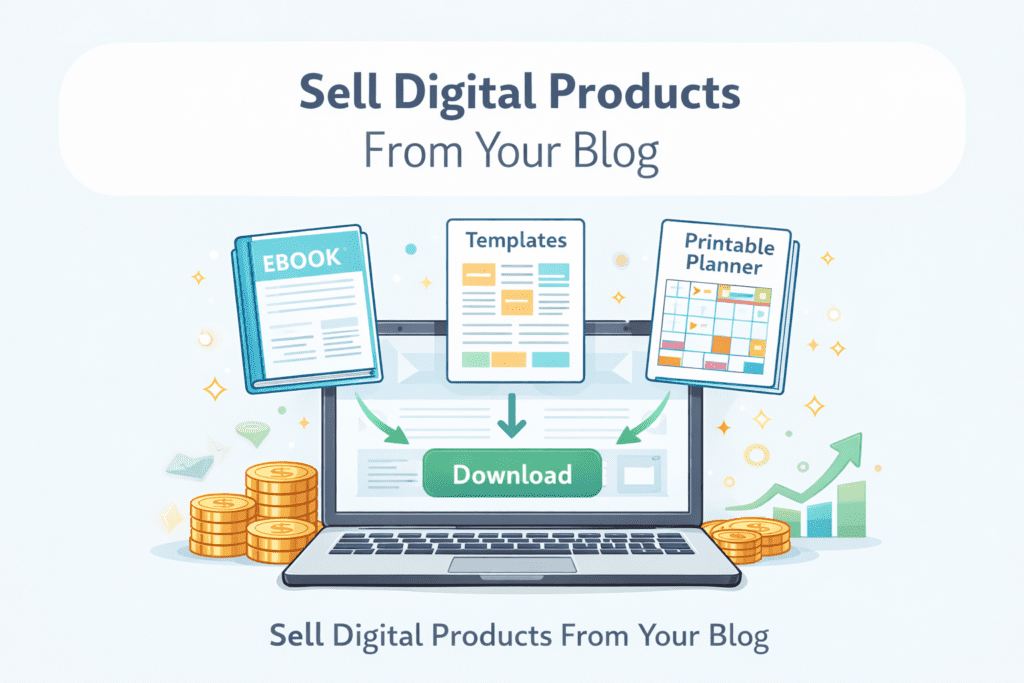 sell digital products to monetize a new blog with little or no traffic