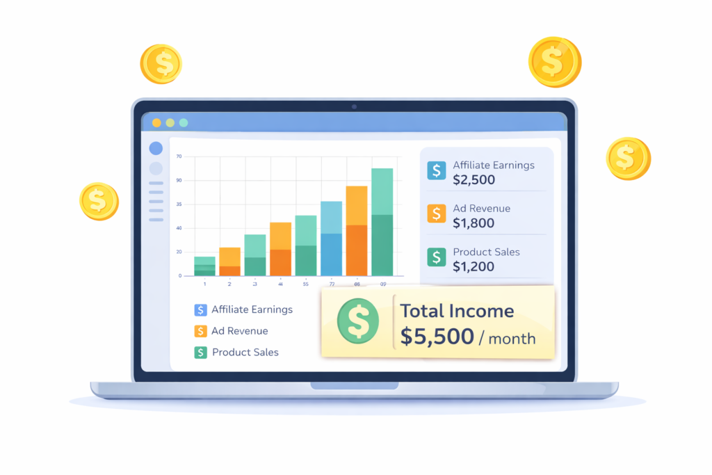 Example of multiple income streams from a successful blog.