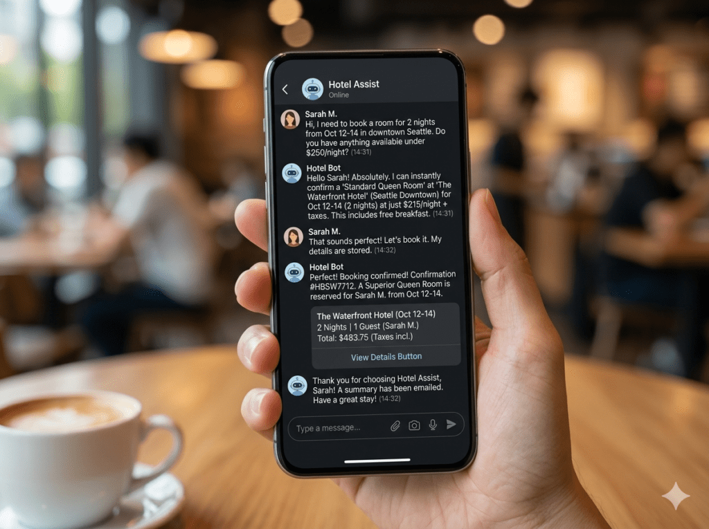 AI chatbot answering customer questions and booking appointments automatically