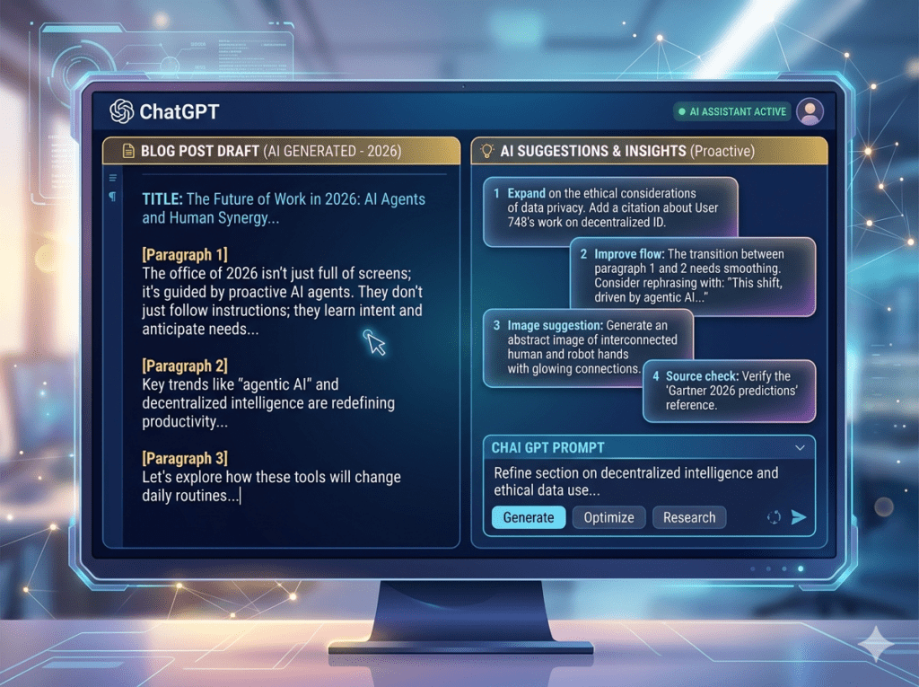 ChatGPT AI tools for productivity writing assistant creating blog content