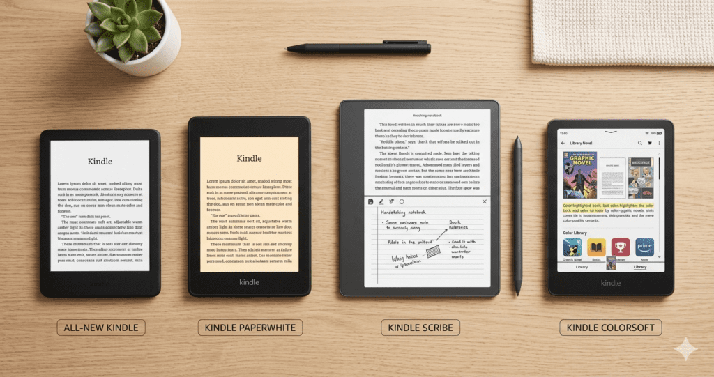 best Kindle in 2026 comparison Paperwhite vs Scribe vs basic Kindle