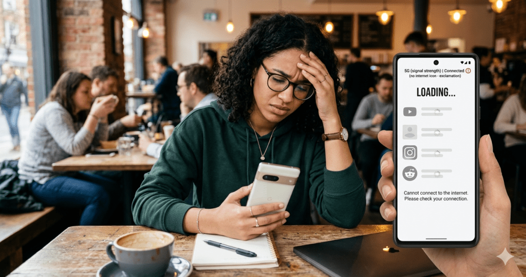 mobile data connected but not working on smartphone
Placement