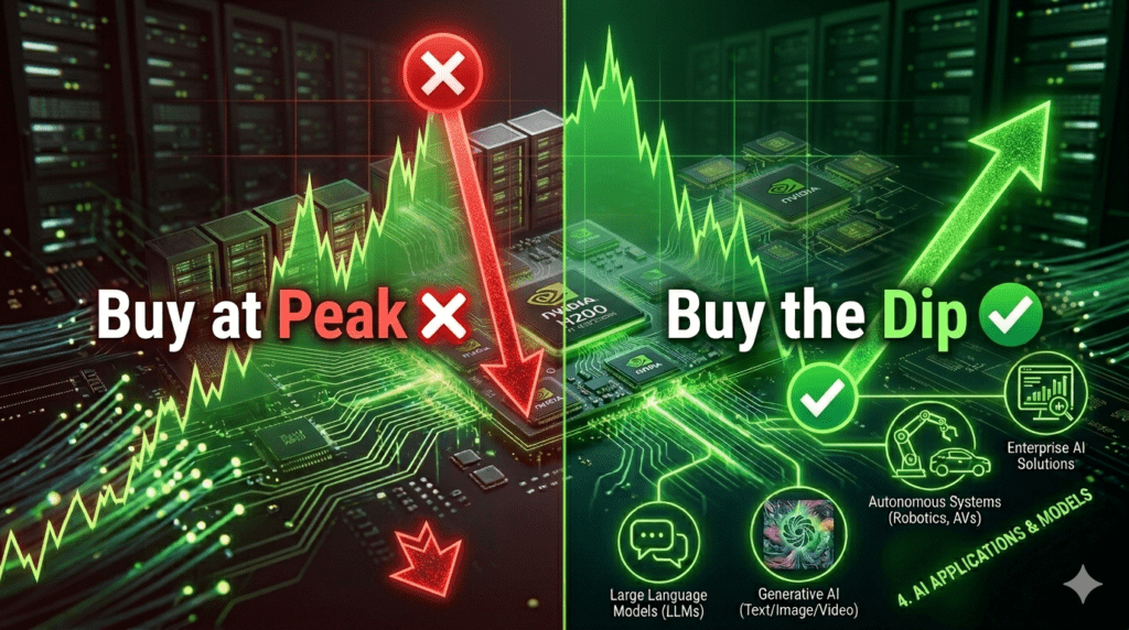 NVIDIA stock investment strategy buy the dip vs buying at peak