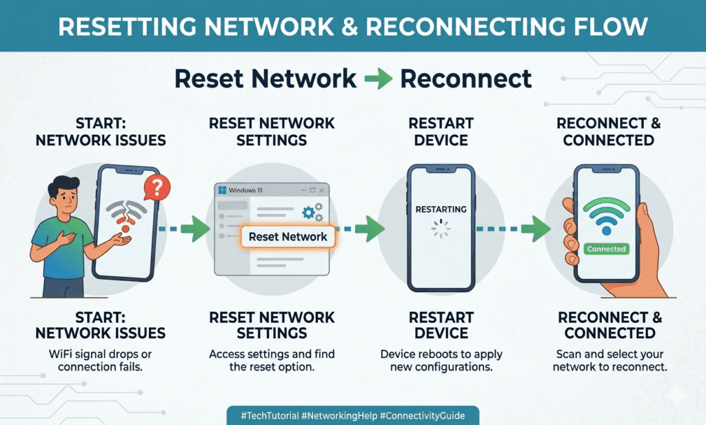 reinstall WiFi driver Windows 11 fix network reset solution
