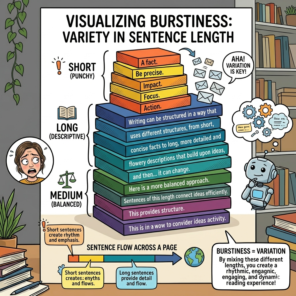 rhythmic burstiness to humanize AI content