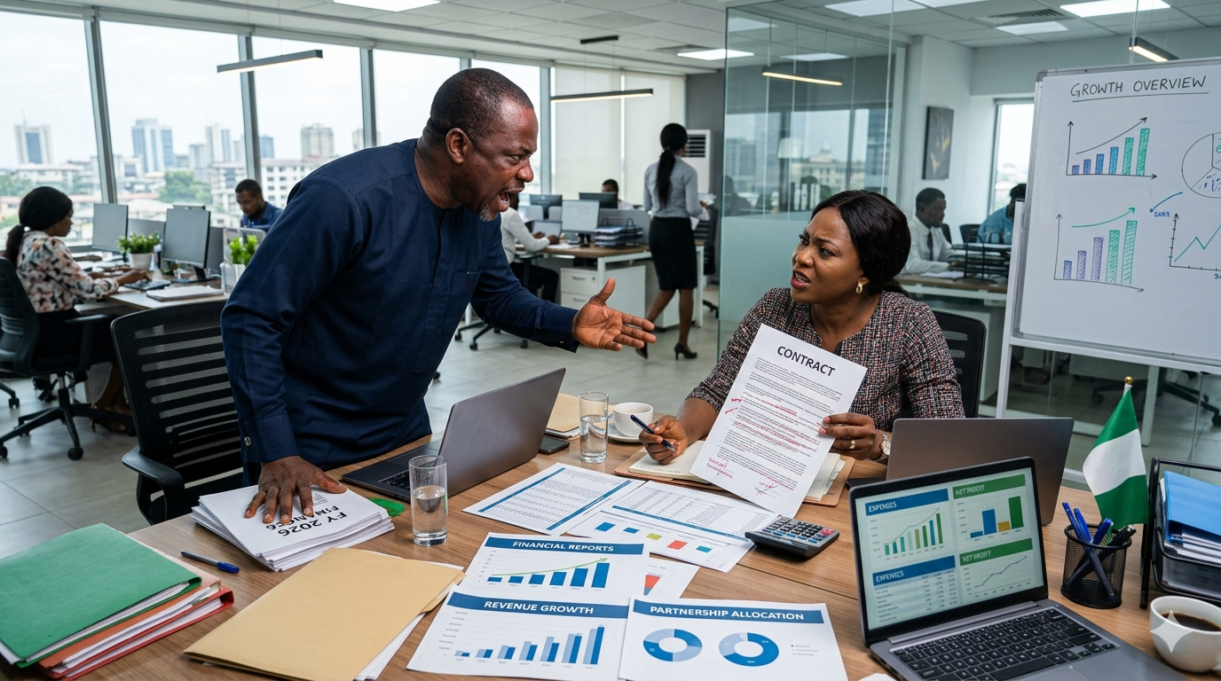 Business partners in dispute over profit sharing and ownership structure in Nigeria