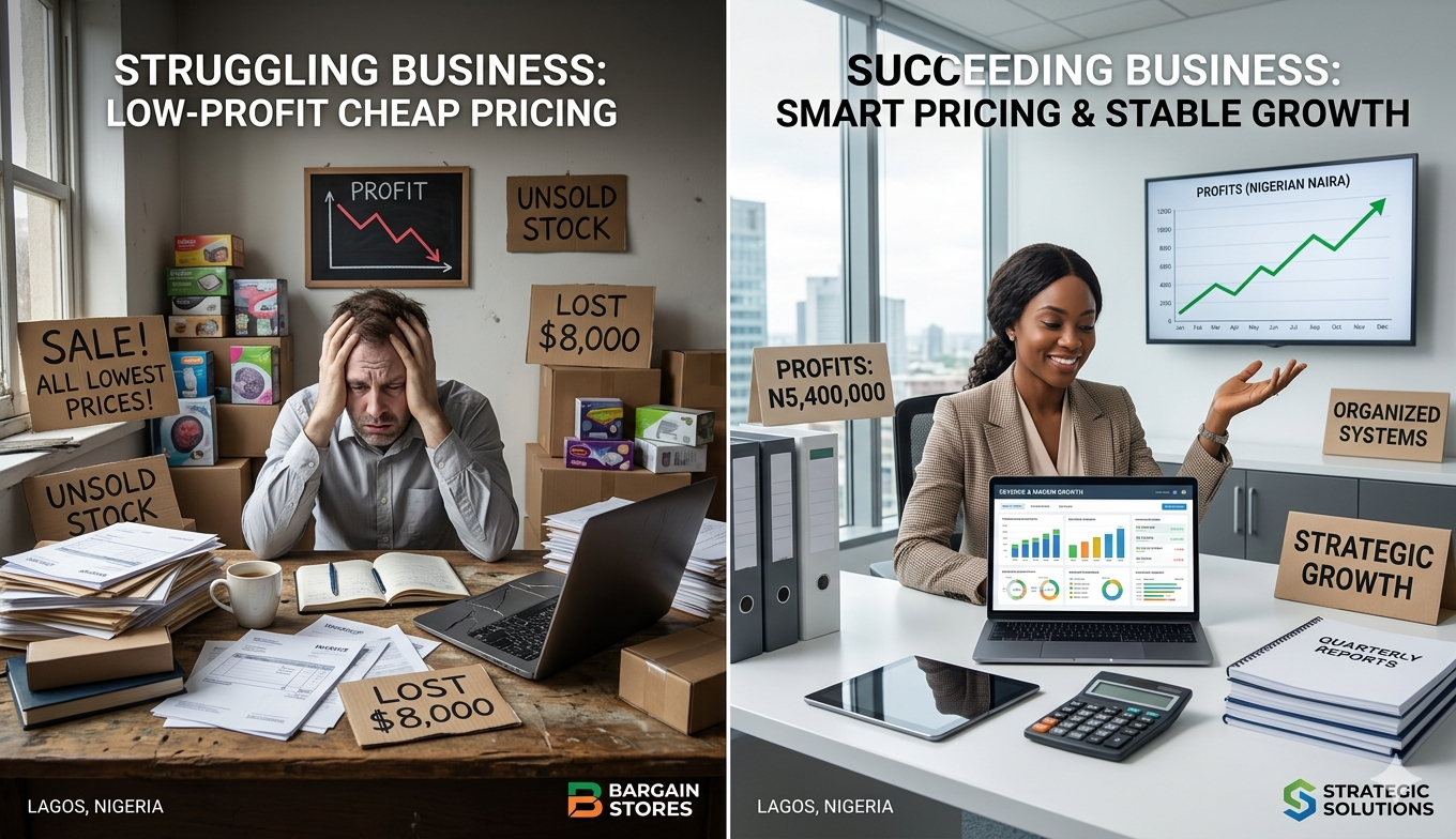 Comparison between poor pricing strategy and sustainable business pricing in Africa