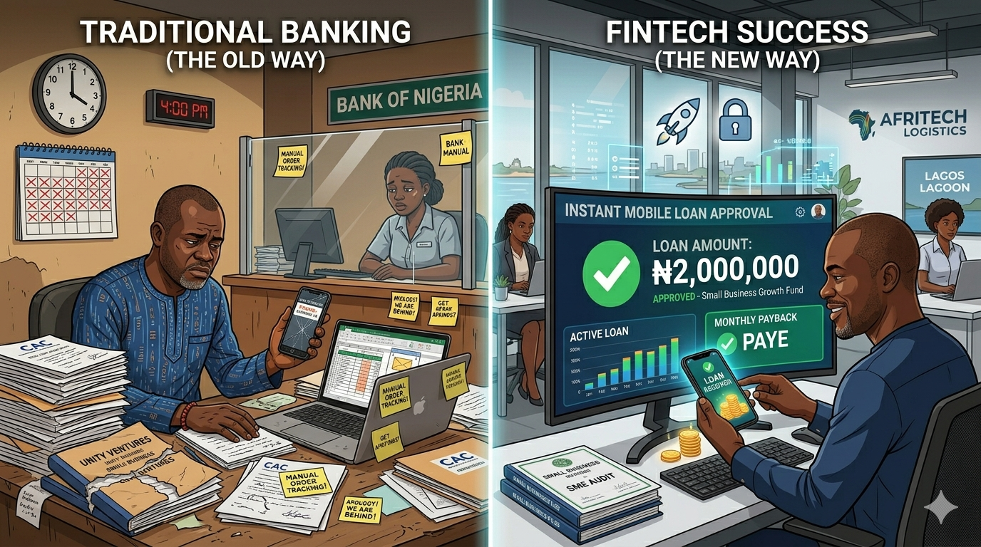 Comparison between traditional bank SME loans and fintech business lending platforms in Africa