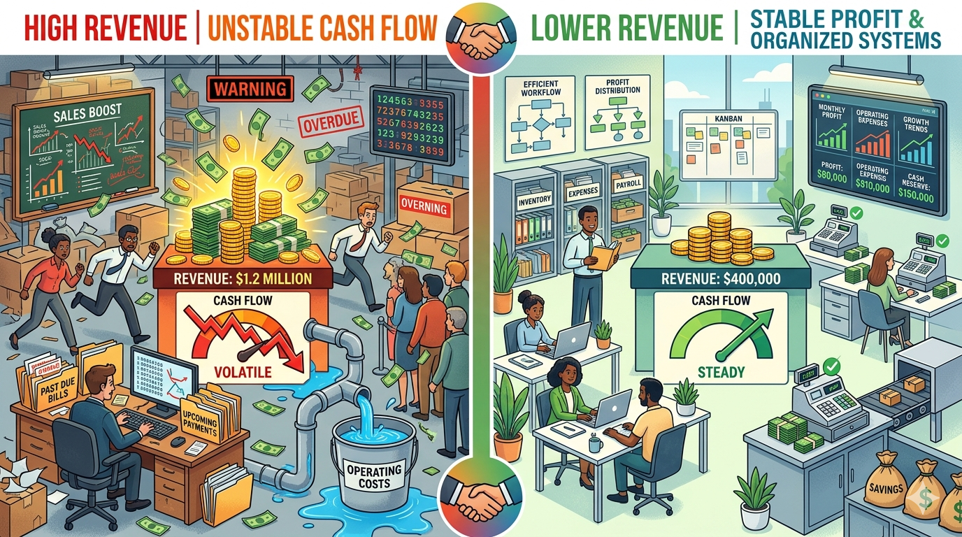 Comparison between unstable revenue business and stable cash flow business valuation