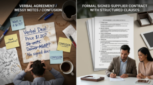 Comparison between weak informal agreements and strong supplier contracts in business