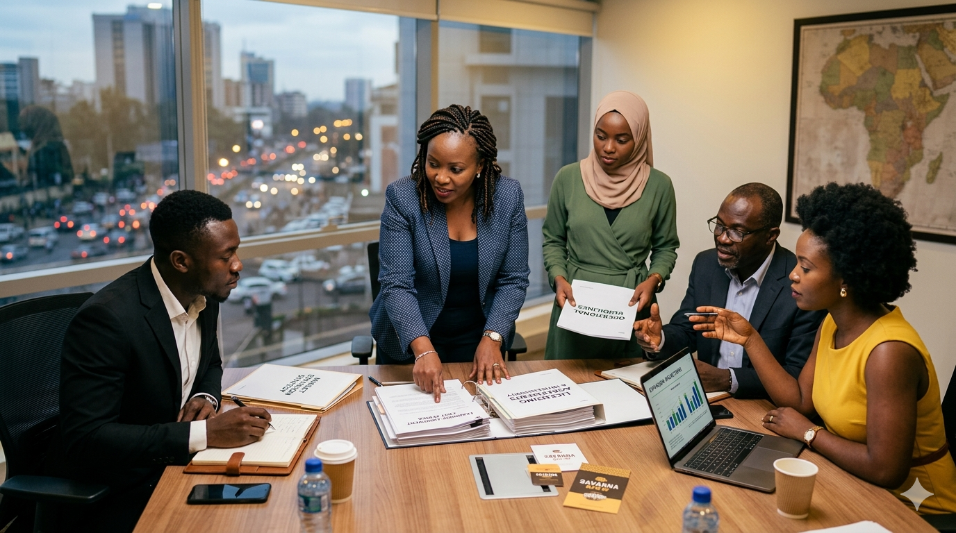 Entrepreneurs discussing franchise vs licensing business expansion strategy in Africa