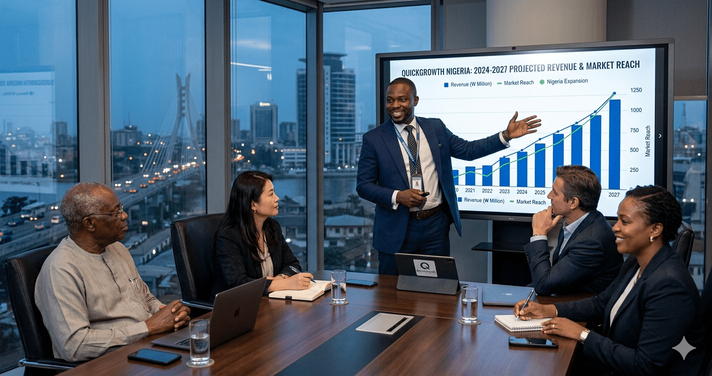 Family office funding meeting between Nigerian entrepreneur and private investors