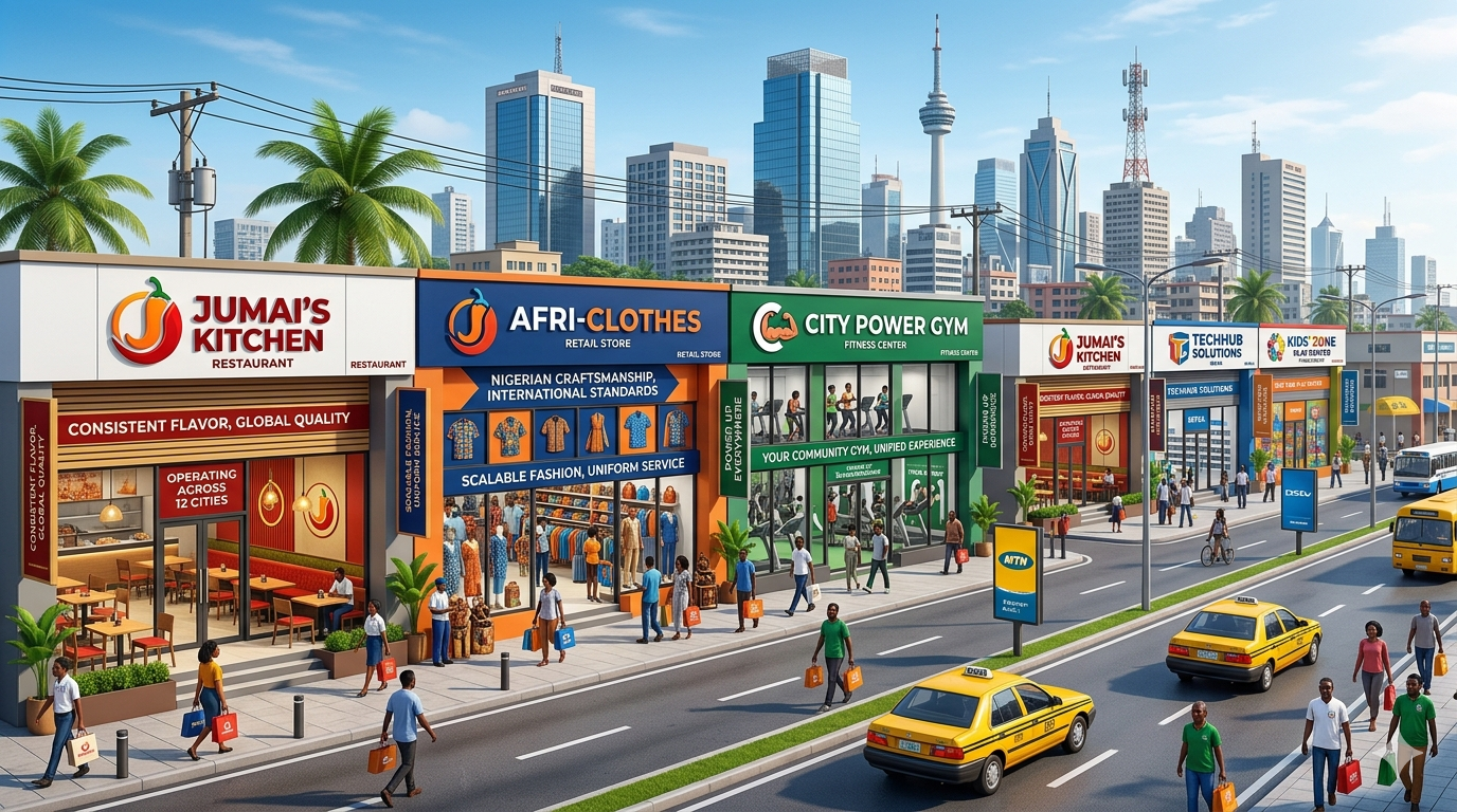 Franchise business expansion across multiple locations in Africa with consistent branding