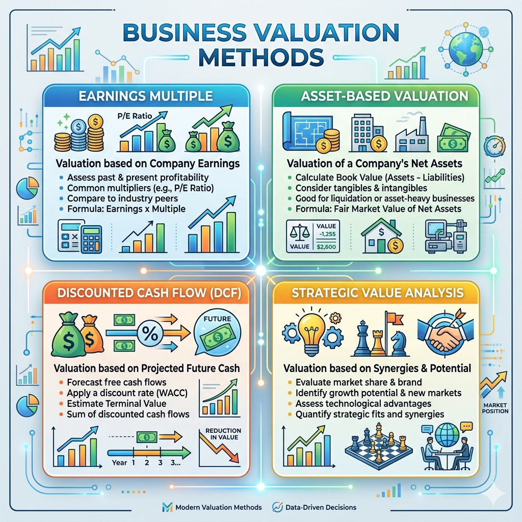 Infographic explaining common small business valuation methods in Nigeria