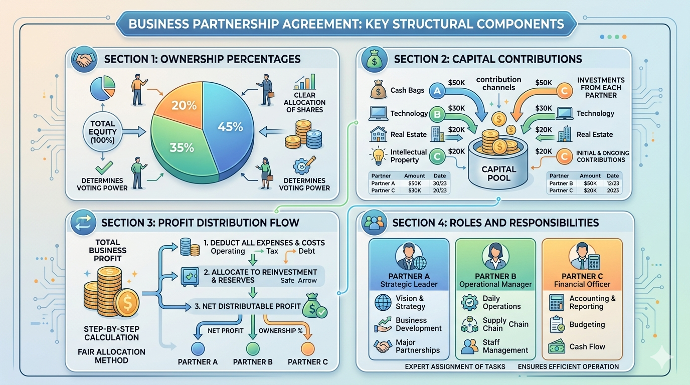 Infographic explaining ownership structure and profit sharing agreement terms in Nigeria