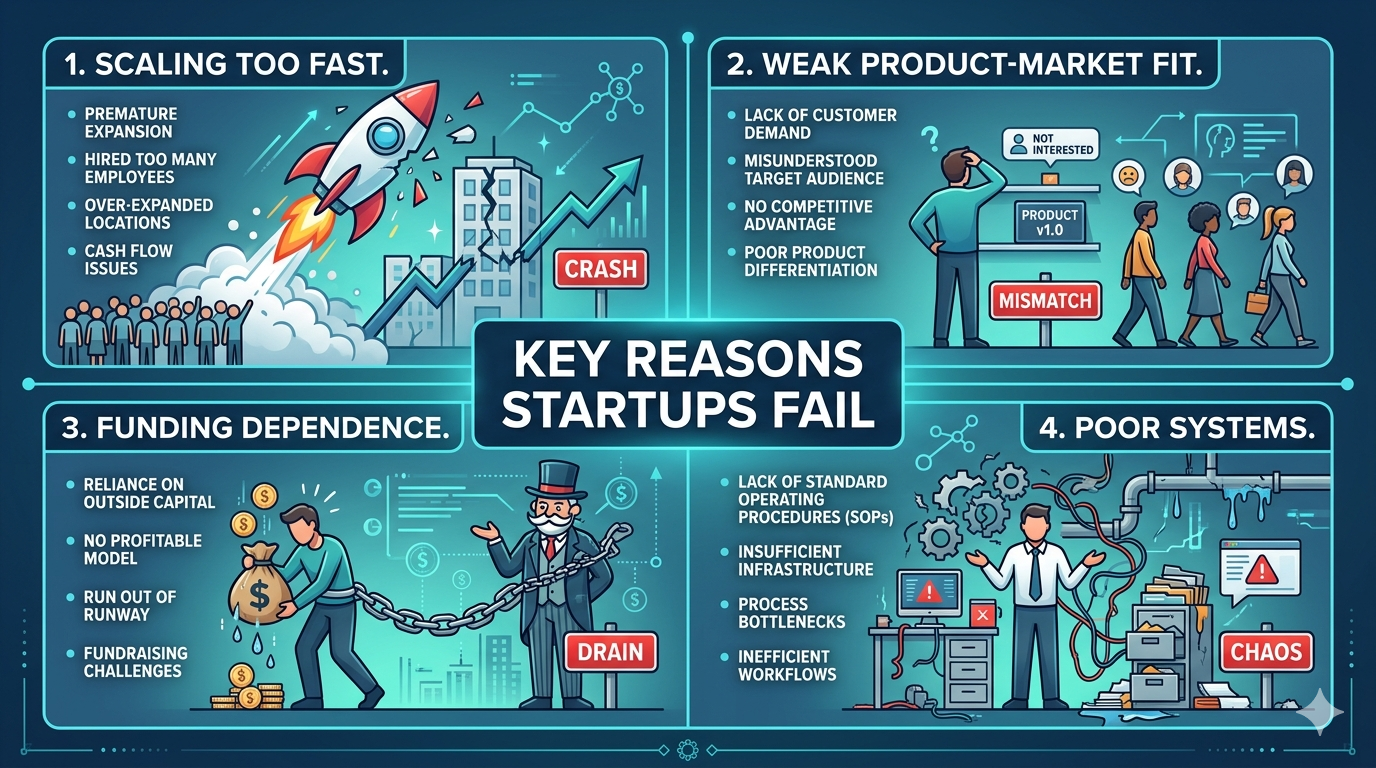 Infographic showing causes of startup accelerator failure in Africa