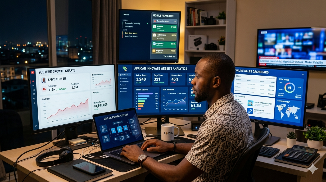 Nigerian digital entrepreneur building scalable online income systems during economic uncertainty