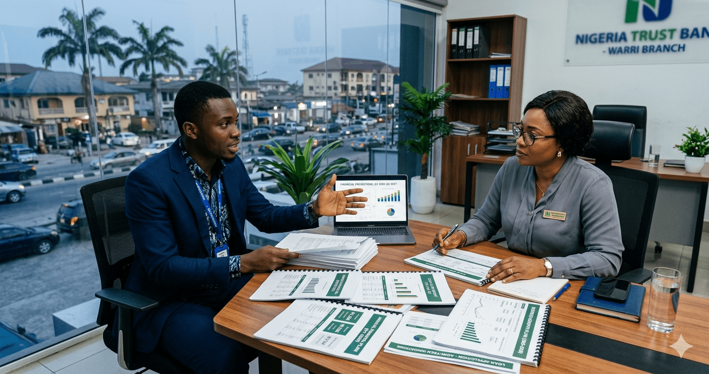 Nigerian entrepreneur applying for a successful business loan application in 2026