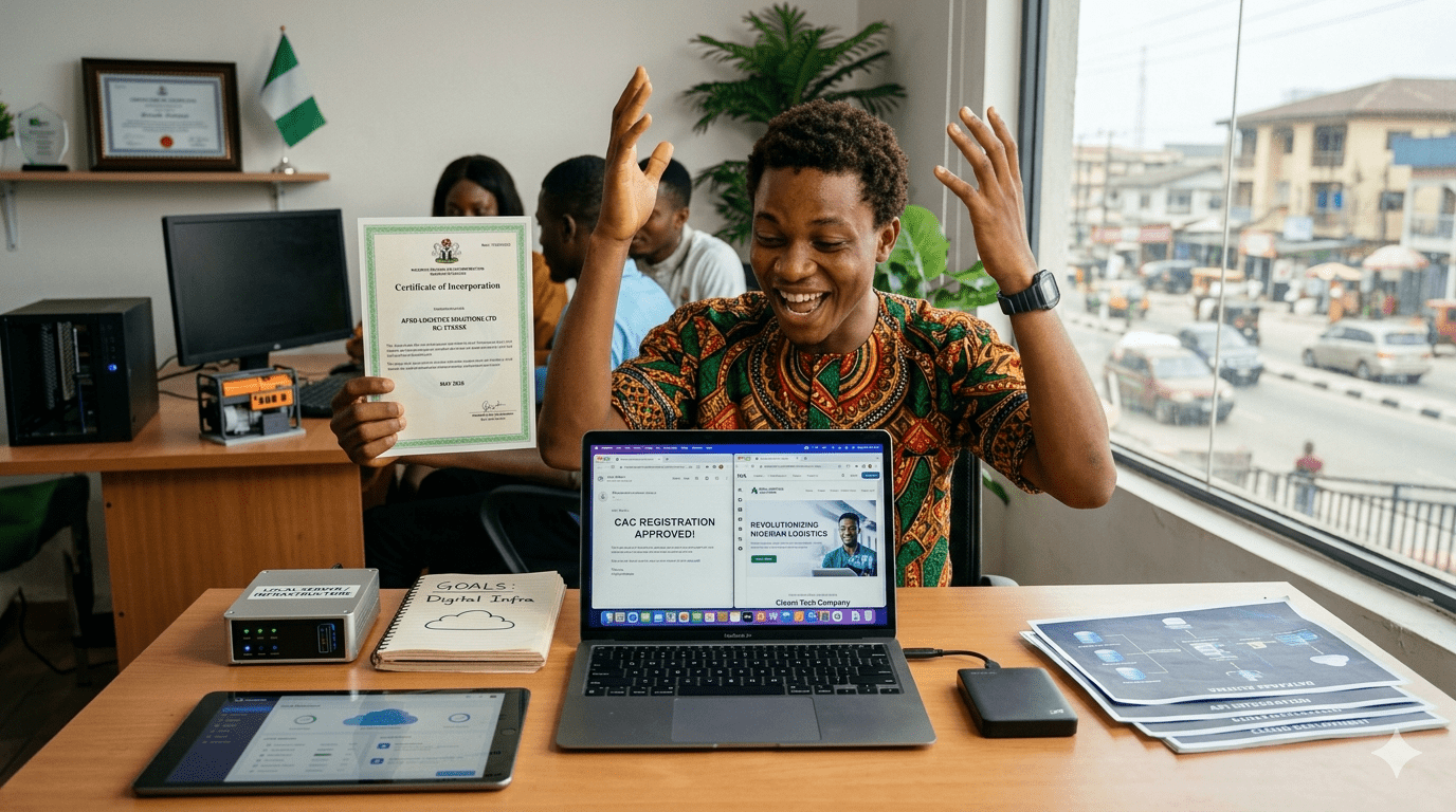 Nigerian startup founder building scalable digital business after company registration approval